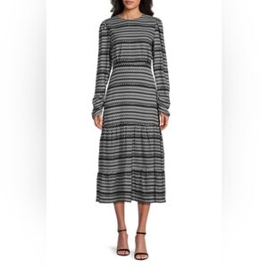 Area Stars Zee Chevron Print Midi Dress